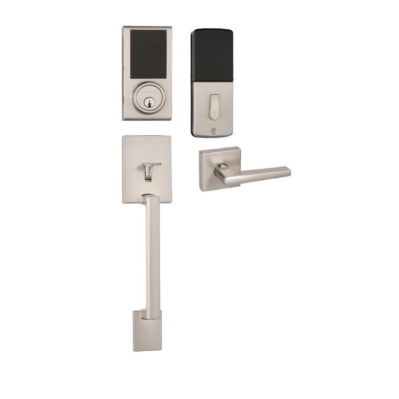 Delaney Hardware D43201V KP300 Digital Keypad Door Lock with Deadbolt and Vida Lever with Left/Right-Handed Doors in Satin Nickel Finish - Image 1